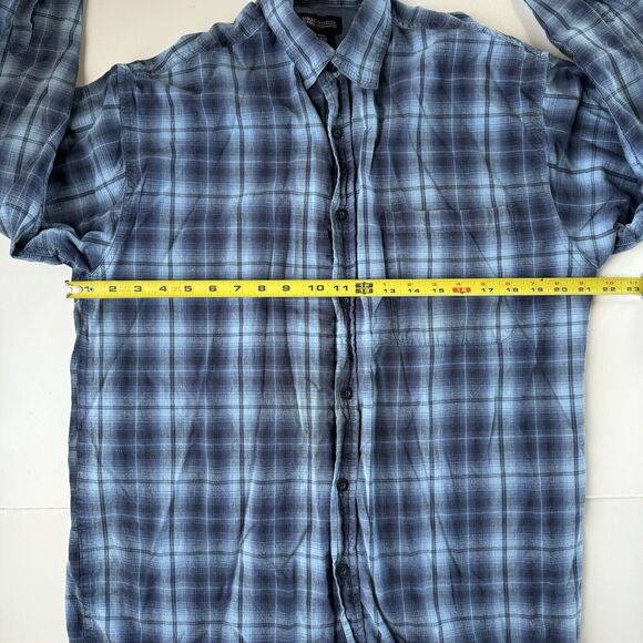 Faded Glory Mens Blue Lined Plaid Long Sleeve Cotton Flannel Shirt Size Medium - Picture 4 of 16
